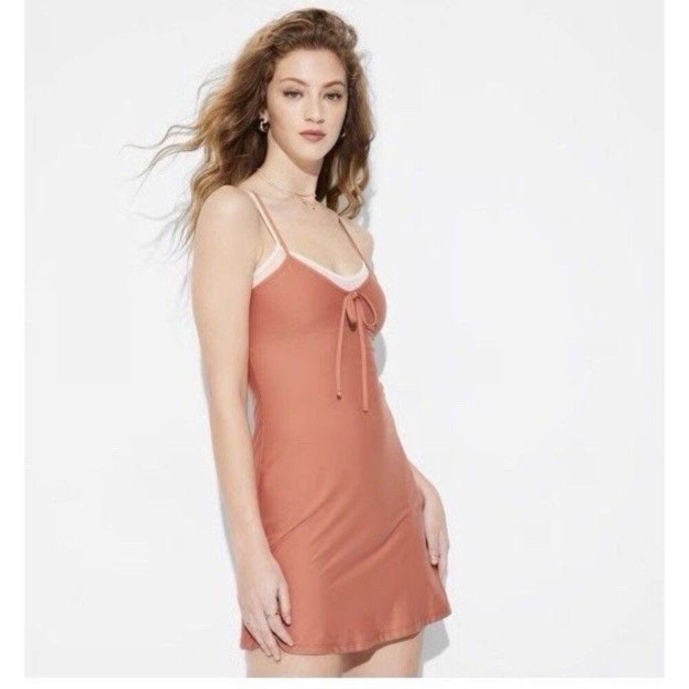 Wild Fable Women's Layered Mini Slip Dress Rust Size Medium